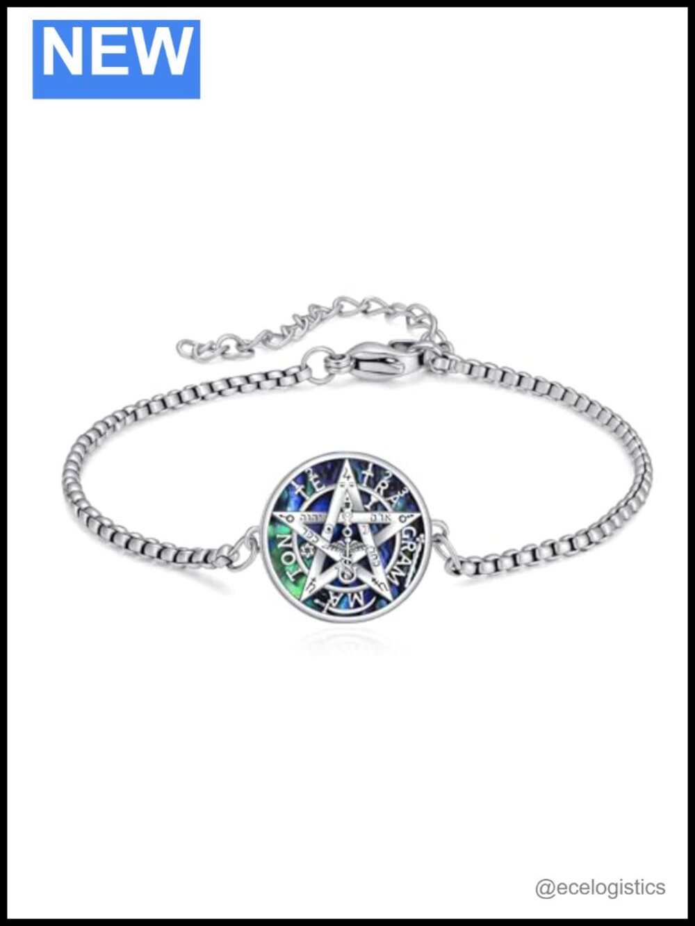 Tetragrammaton Sterling Silver Rope Chain Bracelet Religious Medal